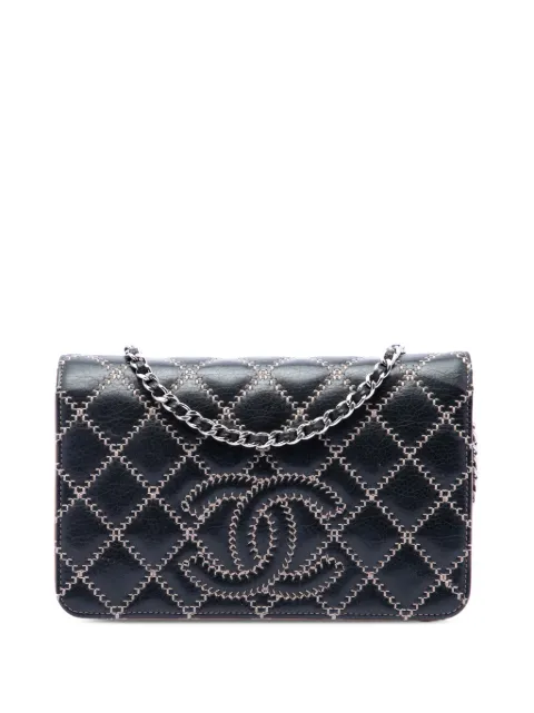 CHANEL Pre-Owned 2014 Stitched CC Quilted Calfskin Wallet on Chain crossbody bag Black CF4MN9NW16V0GDFL