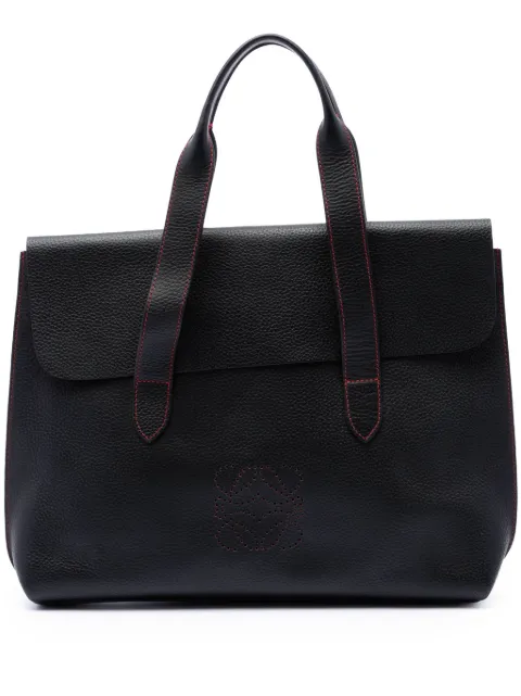 Loewe Pre-Owned 2010-2026 Grained Calfskin Anagram Briefcase business bag Black CARU14KCMKNP3568