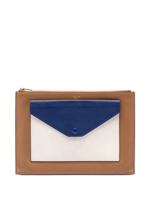 Celine Pre-Owned 2014 Tricolor Leather Pocket Envelope Zip clutch bag Brown SBPJGGBFKHJ6SKD3