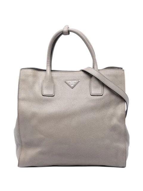 Prada Pre-Owned 2010-2026 Vitello Daino Open Convertible Tote satchel Grey RT3KU59B6U3ZDA0L