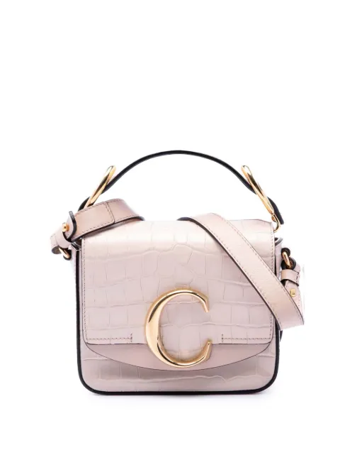 Chloé Pre-Owned 2019 Mini Croc Embossed Calfskin C satchel Pink QXFNP5IO3LUQ7VNL