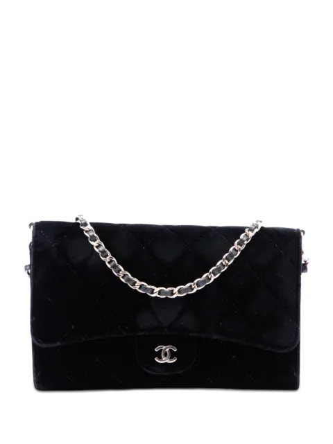 CHANEL Pre-Owned 2015-2016 CC Quilted Velvet Wallet on Removable Chain shoulder bag Black P5Z87A6JUPISRAX2