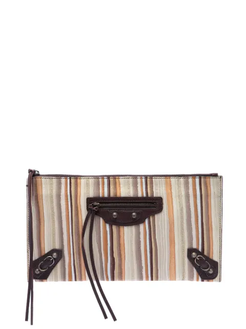 Balenciaga Pre-Owned 2005-2026 Suede Striped Papier clutch bag Neutrals 68LN7DZSK2DMDG7F