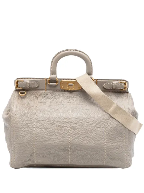 Prada Pre-Owned 2010-2026 Vitello Daino Canapa Logo Frame satchel Grey 51CGO7G84GUYXLQJ