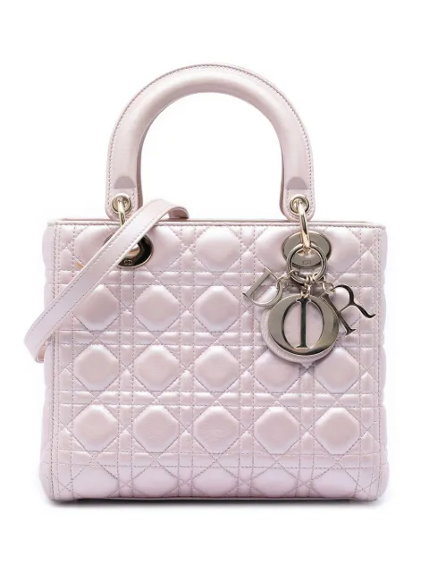 Christian Dior Pre-Owned 2015 Medium Pearlescent Lambskin Cannage Lady Dior satchel Pink KXSTOV4BTSAJR5JJ