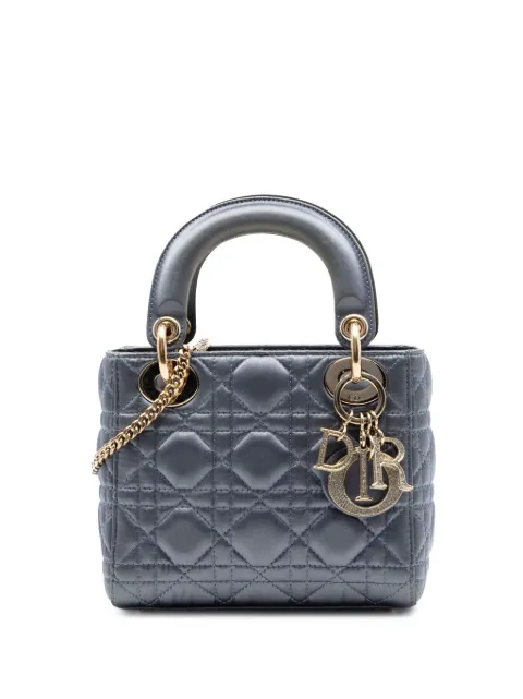 Christian Dior Pre-Owned 2019 Mini Satin Cannage Swarovski Crystal Lady Dior satchel Grey KGRFQTDYSJDB4B5E