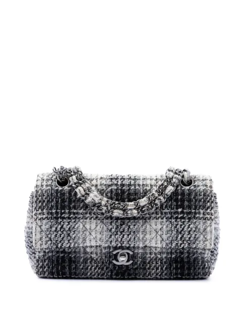 CHANEL Pre-Owned 2009-2010 Medium Classic Quilted Tweed Double Flap shoulder bag Black JN6P9C178B3UBFYG