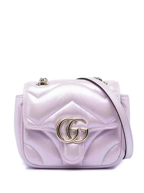 Gucci Pre-Owned 2016-2026 Mini GG Marmont Matelasse Iridescent Calfskin Flap crossbody bag Purple IQXT4FQQOH9SPHIG