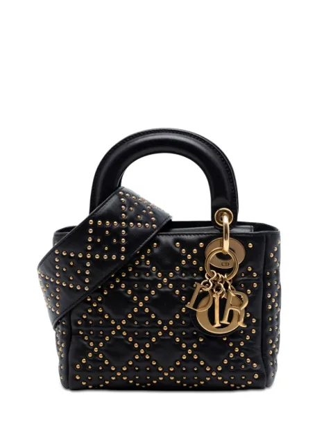 Christian Dior Pre-Owned 2017 Mini Lambskin Cannage Studded Supple Lady Dior satchel Black IJ8BSHW29GCT12JA
