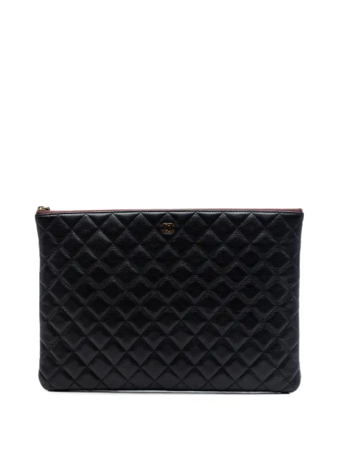 CHANEL Pre-Owned 2013-2014 Large Quilted Caviar O Case clutch bag Black HNGPF7WARYA3DJQC