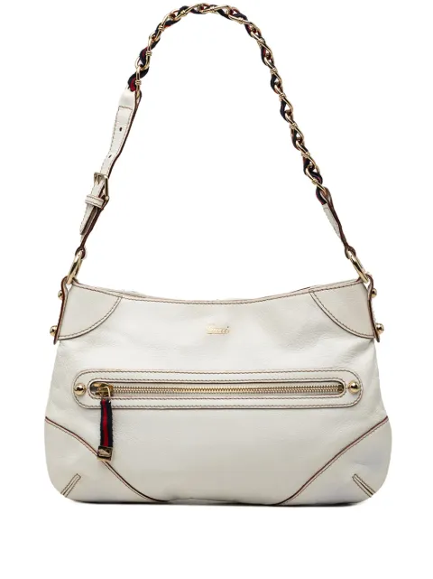 Gucci Pre-Owned 2000-2015 Calfskin Web Capri Ranch Kid shoulder bag White UZSQZH77MMUUX99D