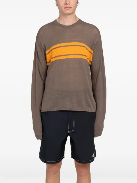 Stüssy striped-detail long-sleeved sweater Brown 117297BROW