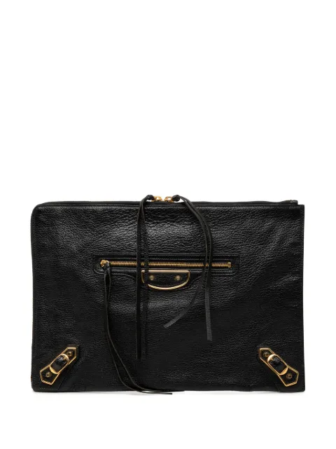 Balenciaga Pre-Owned 2016 Medium Goatskin Motocross Classic Metallic Edge clutch bag Black LXX3J6IUG5U4QXPE