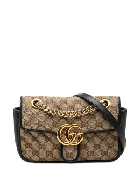 Gucci Pre-Owned 2016-2026 Small GG Marmont Matelasse Diagonal GG Canvas and Leather shoulder bag Black PHIL5VSFUEHOF2GK