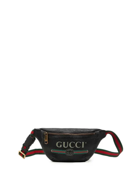 Gucci Pre-Owned 2000-2015 Small Grained Calfskin Web Logo belt bag Black CYF01YHKGHEK1H8R