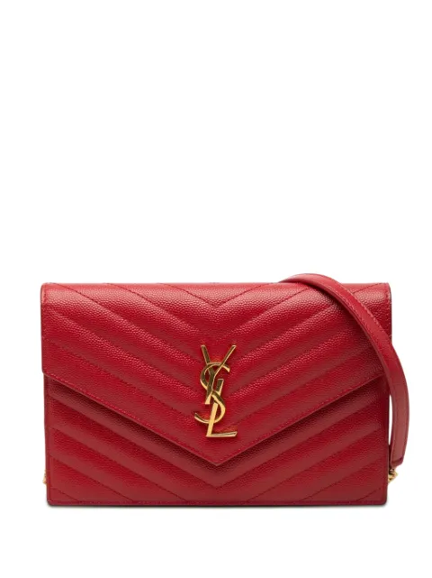 Saint Laurent Pre-Owned 2018 Grain De Poudre Cassandre Envelope Chain Wallet crossbody bag Red 26PT8J1SYM4V16YW