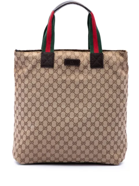 Gucci Pre-Owned 2016-2026 GG Canvas Web Vertical tote bag Neutrals NHVG68VCEOK9YVUF