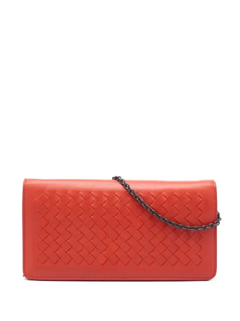 Bottega Veneta Pre-Owned 2012-2026 Nappa Intrecciato Continental Wallet on Chain crossbody bag Orange 2SGMXHZZQU0JFGT4