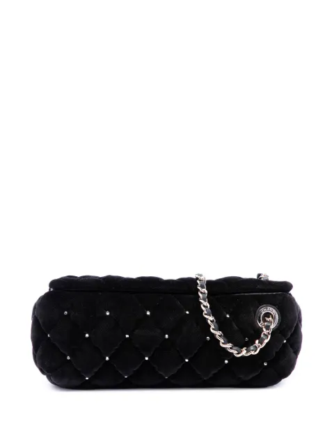 CHANEL Pre-Owned 2021-2026 CC Quilted Velvet Crystal Wristlet clutch bag Black 0F3D8Y8ZD8GBD8YP