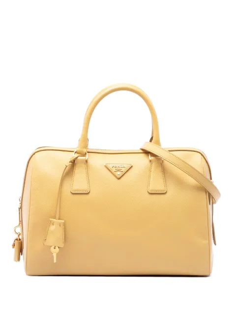 Prada Pre-Owned 2010-2026 Saffiano Lux Boston Bag satchel Yellow 04KW7DDSLKKGW8KA