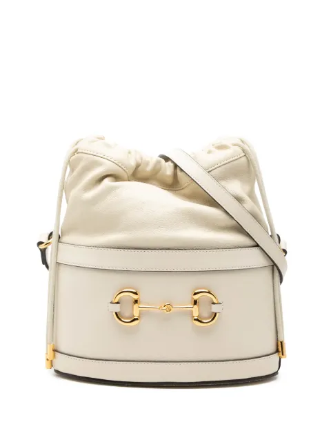 Gucci Pre-Owned 2016-2026 Calfskin Horsebit 1955 bucket bag White 4QJ32DB6XK5L0MM8