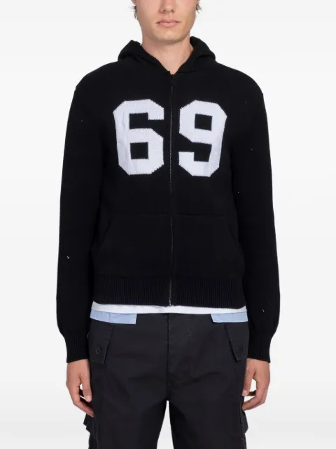 Gimaguas intarsia-knit zip-up hoodie Black RWS261309101