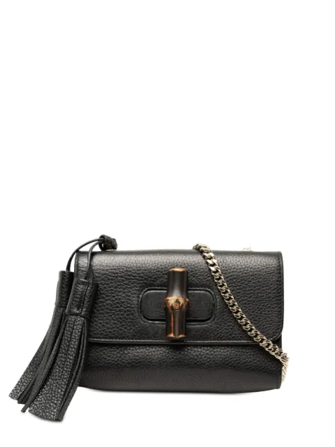 Gucci Pre-Owned 2000-2015 Small Leather Miss Bamboo crossbody bag Black SJVEA21IJWRD0FL3