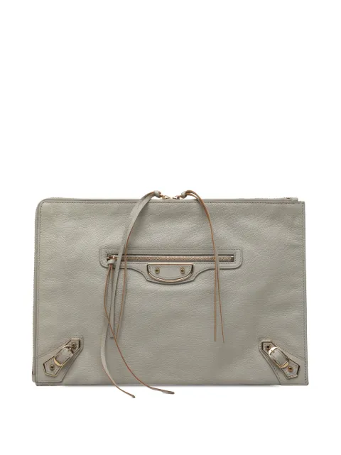 Balenciaga Pre-Owned 2015 Goatskin Motocross Classic Metallic Edge clutch bag Grey JGNED75P8YBS2CNT