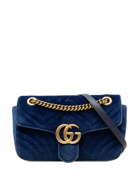 Gucci Pre-Owned 2016-2026 Medium GG Marmont Matelasse Velvet shoulder bag Blue HSPYVK2A2PHV51WR