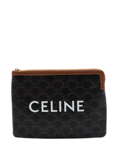 Celine Pre-Owned 2020 Small Triomphe Coated Canvas clutch bag Brown 0UVD8NJWKRR8FKVI