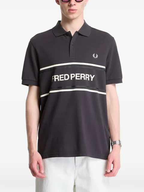Fred Perry graphic-print polo shirt Grey M2465297