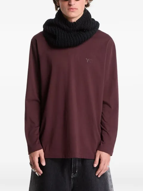 Y-3 logo-print long-sleeve T-shirt Brown KU2260