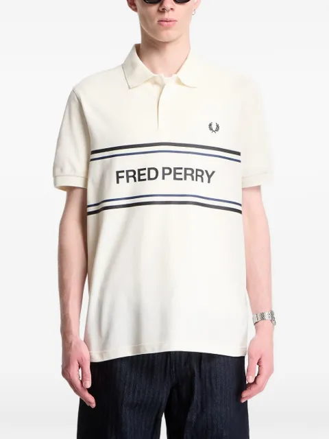 Fred Perry logo-print polo shirt Neutrals M2465560