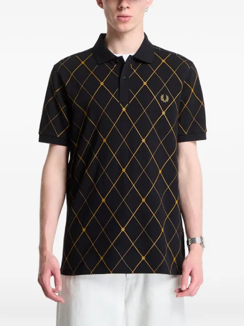 Fred Perry Argyle-print Fred Perry polo shirt Black M2455102