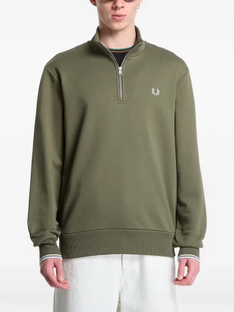 Fred Perry half-zip embroidered-logo sweatshirt Green M357487B