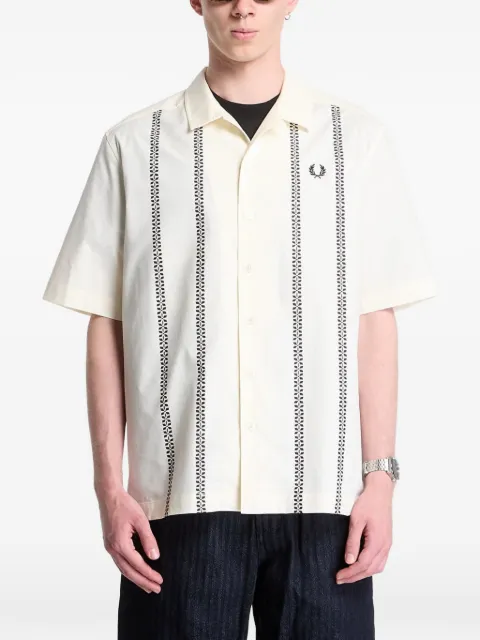 Fred Perry placement-print revere-collar shirt Neutrals M2430560