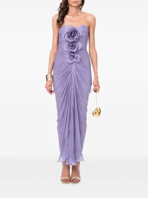 Ana Radu floral-appliqué ruched maxi dress Purple 48625