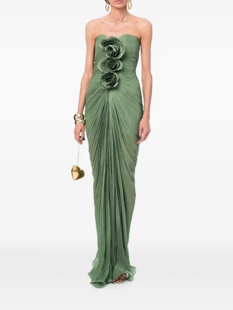 Ana Radu floral-detail ruched maxi dress Green 48607