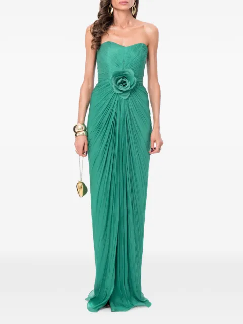 Ana Radu floral-detail pleated maxi dress Green 48613