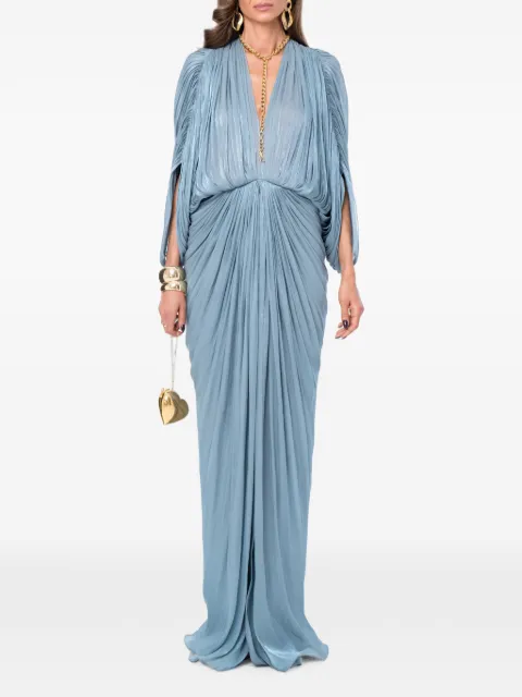 Ana Radu plissé-effect draped maxi dress Blue 48636