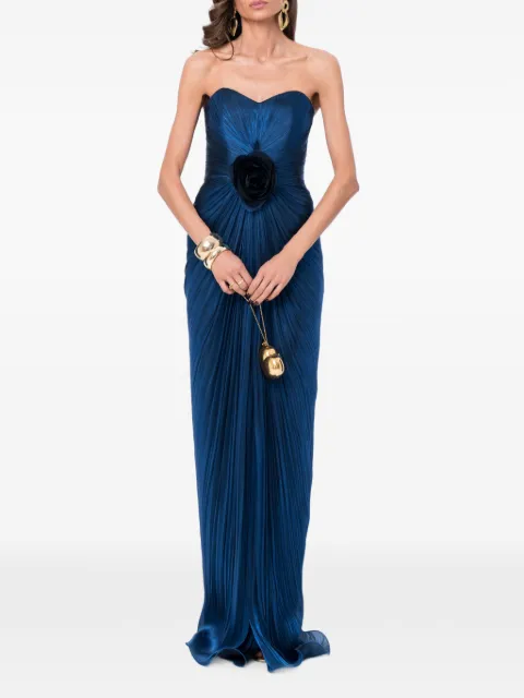 Ana Radu flower-detail strapless maxi dress Blue 48613