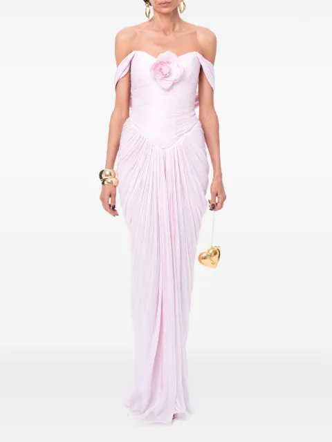 Ana Radu ruched floral-detail maxi dress Pink 48684