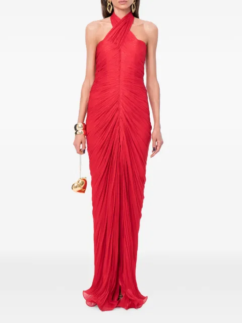 Ana Radu ruched halterneck maxi gown Red 48648