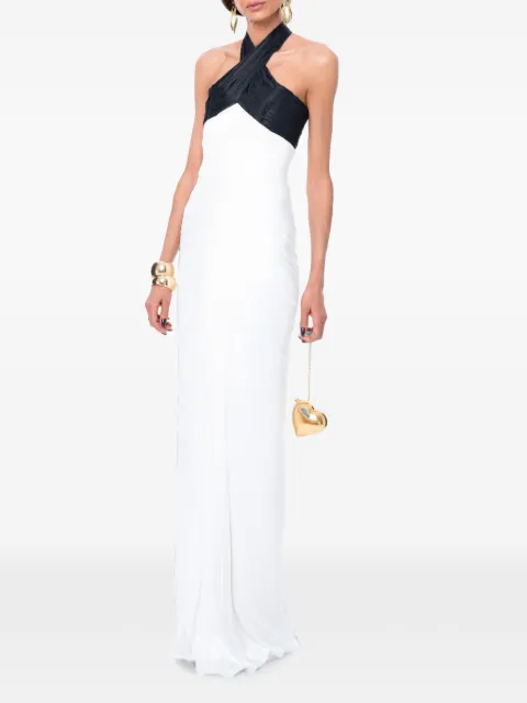 Ana Radu two-tone ruched maxi dress White 48666