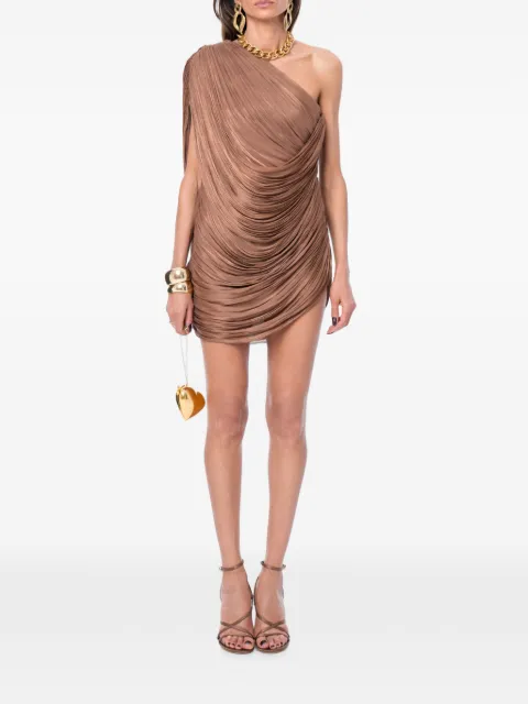 Ana Radu one-shoulder draped mini dress Brown 48663