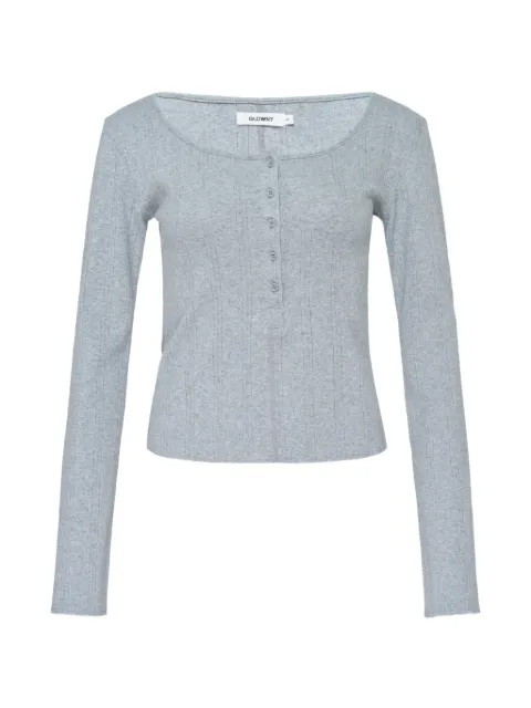 GLOWNY long-sleeve polo top Grey GY26SPLS003000GR