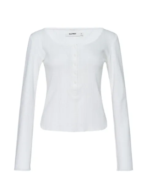 GLOWNY button-up polo top White GY26SPLS003000WH