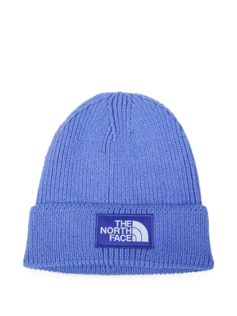The North Face logo-patch ribbed beanie hat Blue NF0A8CHE