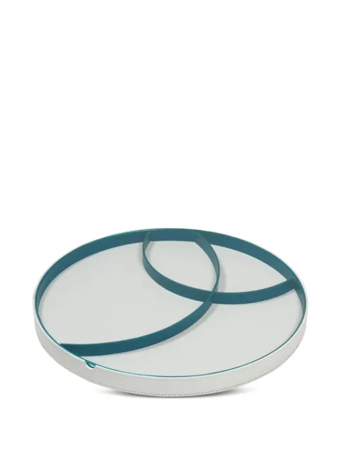 RUDI leather-trim circular tray Neutrals TCR5247BICT28T18