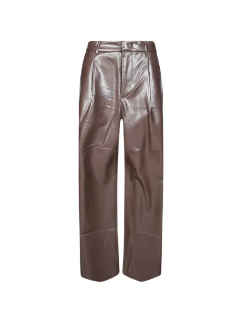 THE ANDAMANE Sasha pleated faux-leather trousers Brown T200430A